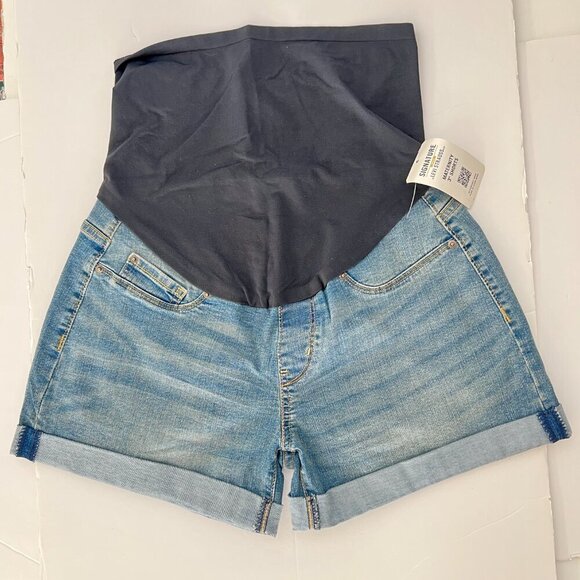 NWT- Sz S Maternity- Levi's Signature Gold Mid-Rise Rolled Hem 3" Shortie Shorts - Picture 2 of 11